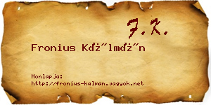 Fronius Kálmán névjegykártya